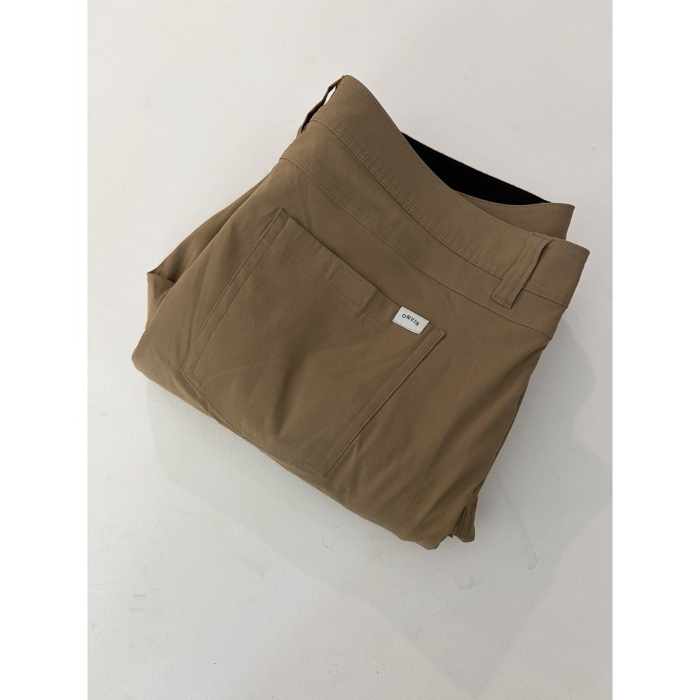 Orvis Pants Mens 38x30 Brown Fleece Lined Nylon Stretchy Outdoor Hiking Pockets